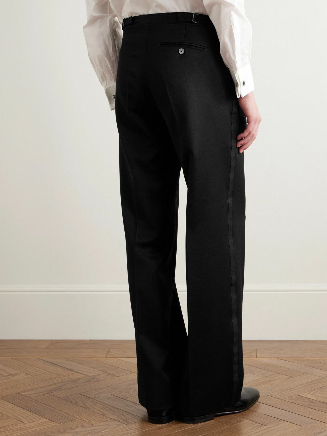 Favourbrook - Tommy Straight-Leg Grosgrain-Trimmed Pleated Wool Tuxedo Trousers - Black