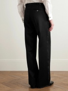 Favourbrook - Tommy Straight-Leg Grosgrain-Trimmed Pleated Wool Tuxedo Trousers - Black