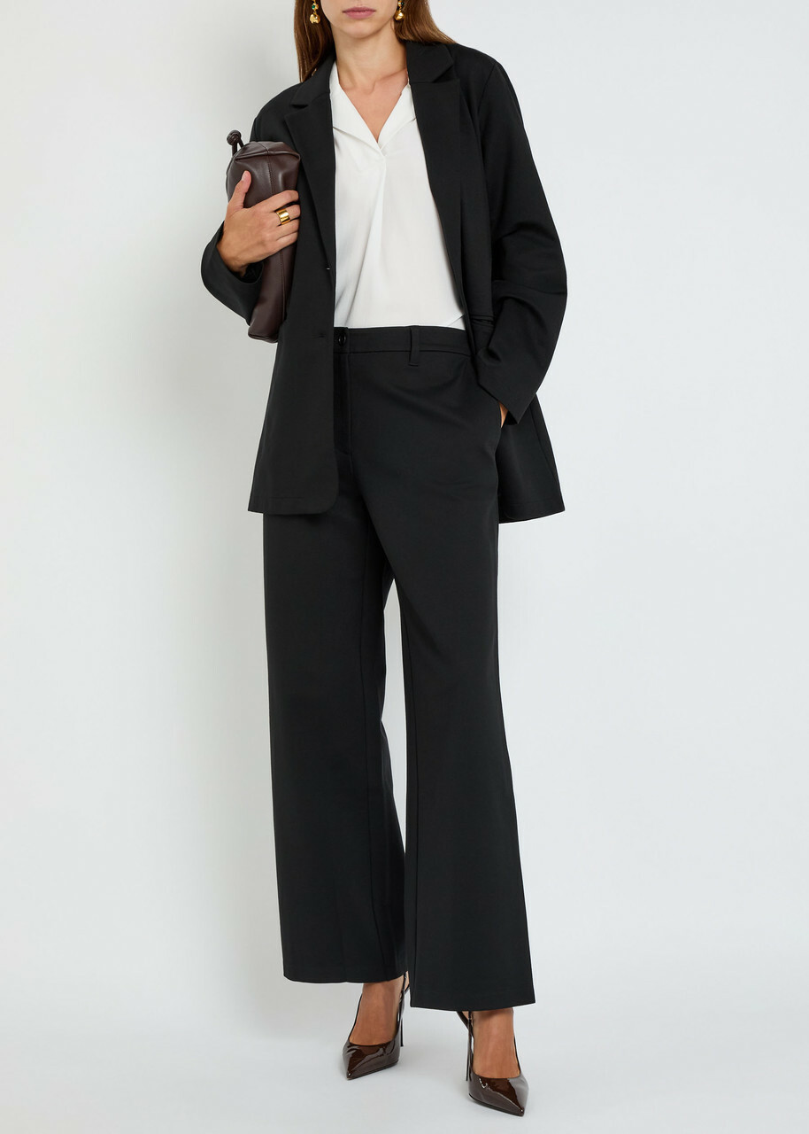 Eileen Fisher Wide-leg Jersey Trousers Black