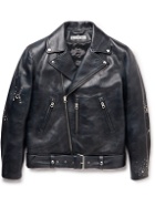 Acne Studios - Belted Painted Leather Biker Jacket - Black