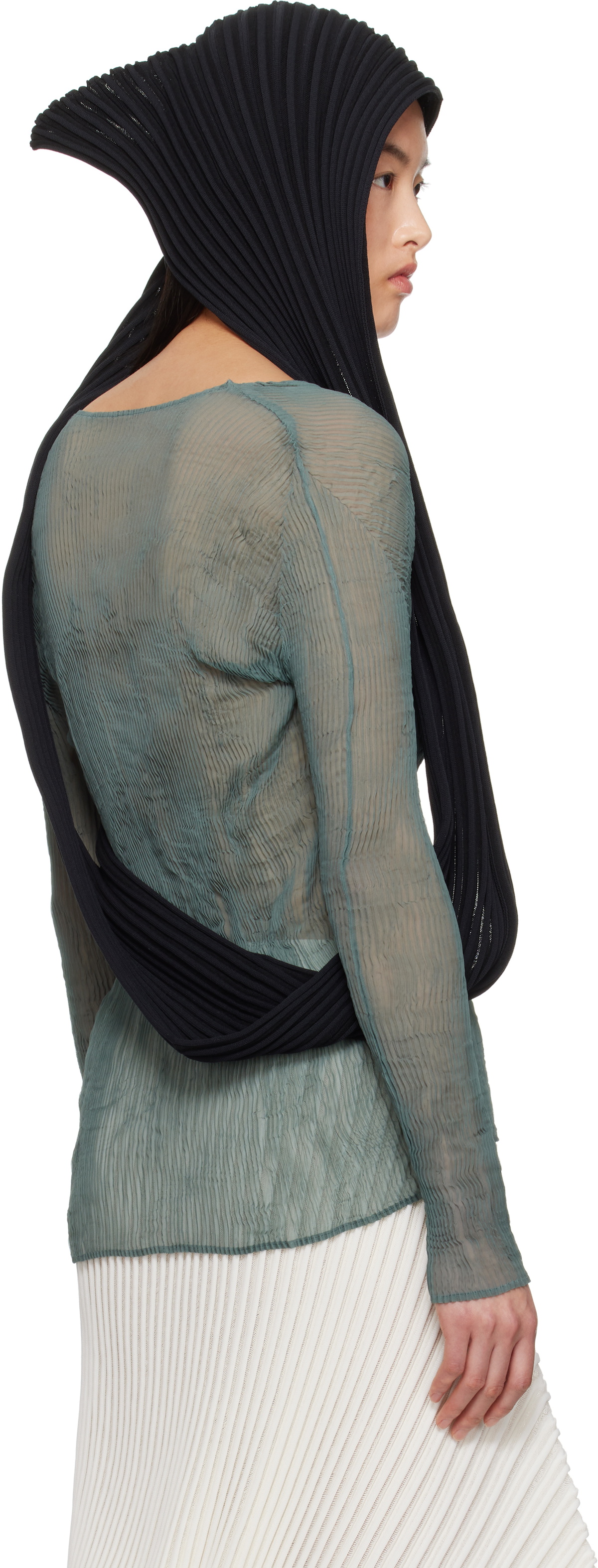 ISSEY MIYAKE Black Stream Stole Scarf