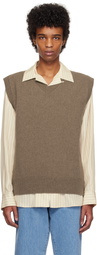 Róhe Taupe Relaxed Knitted Boiled Wool Vest