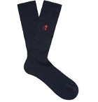 London Sock Co. - The Solid Sartorial 15-Pack Ribbed Stretch Cotton-Blend Socks - Blue