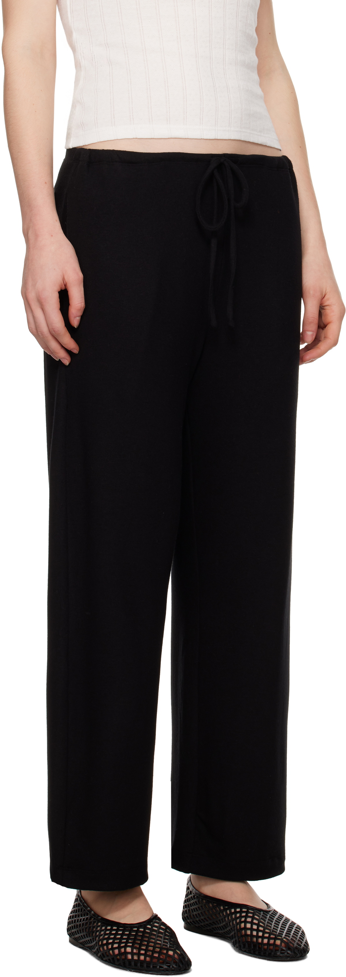 LESET Black Lauren Crop Drawstring Lounge Pants