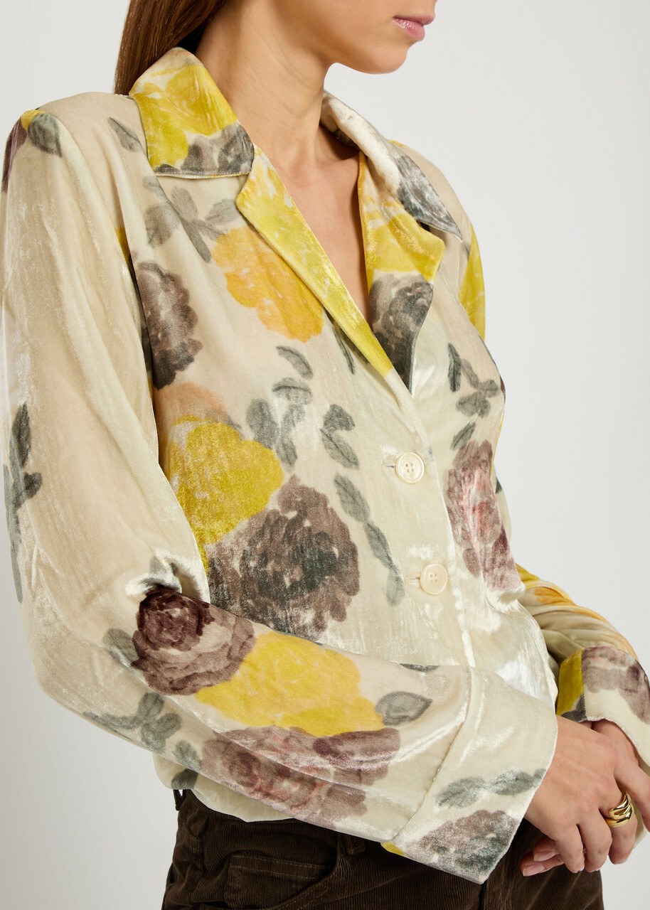 Bernadette Louis Floral-print Velour Blouse Multicoloured 1