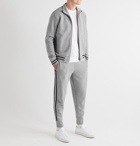 Kingsman - Striped Mélange Fleece-Back Cotton and Cashmere-Blend Zip-Up Sweatshirt - Gray