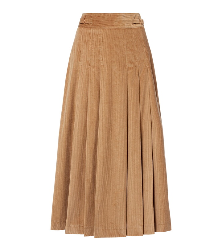 Photo: Gabriela Hearst Wesley pleated cotton corduroy midi skirt