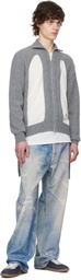 Simone Rocha Gray Zip Up Cut Out Window Cardigan