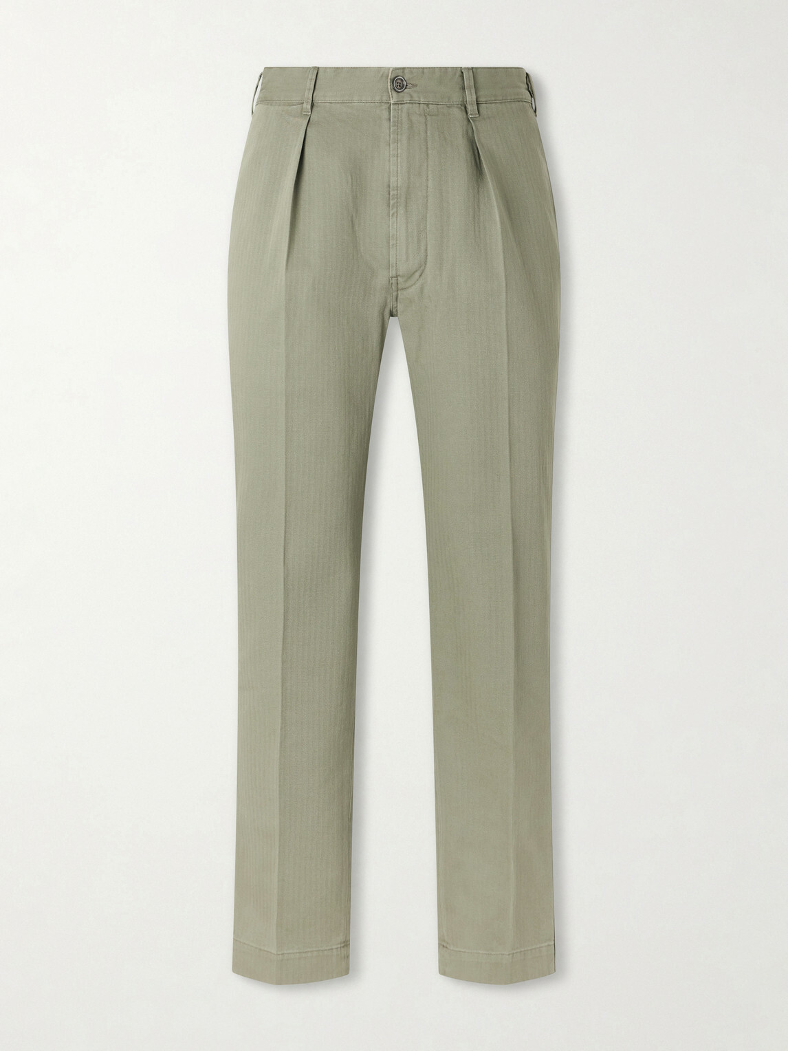 Drake's - Games Straight-Leg Herringbone Cotton Suit Trousers - Green