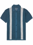 Frescobol Carioca - Castillo Striped Crocheted Cotton-Blend Shirt - Blue