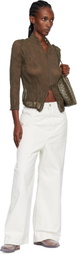 ISSEY MIYAKE Khaki Chiffon Twist Cardigan