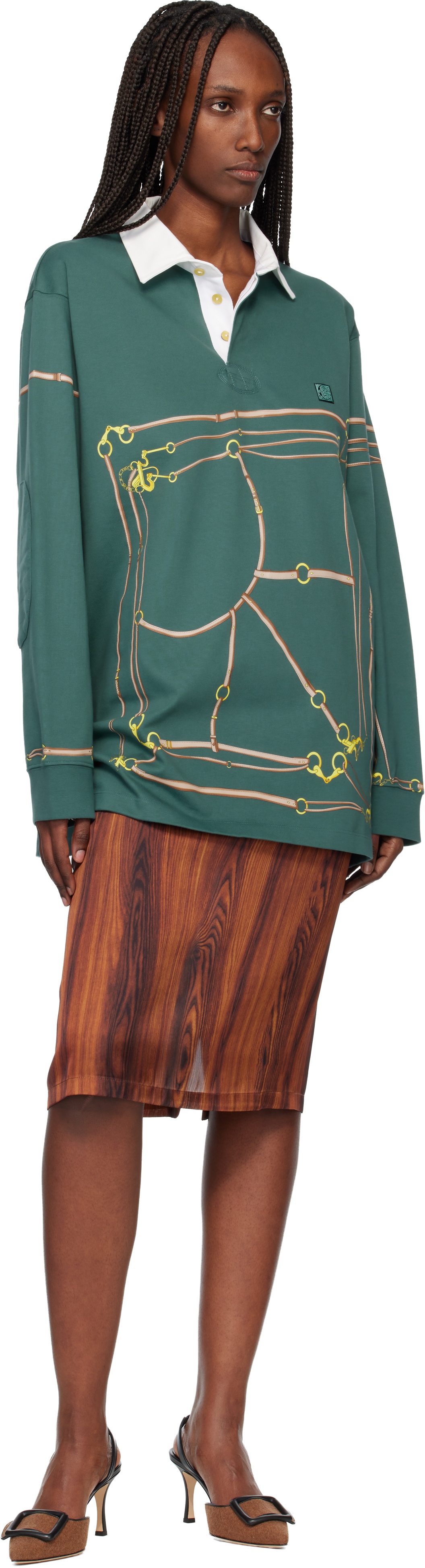 Conner Ives Green Belt Printed Rugby Polo