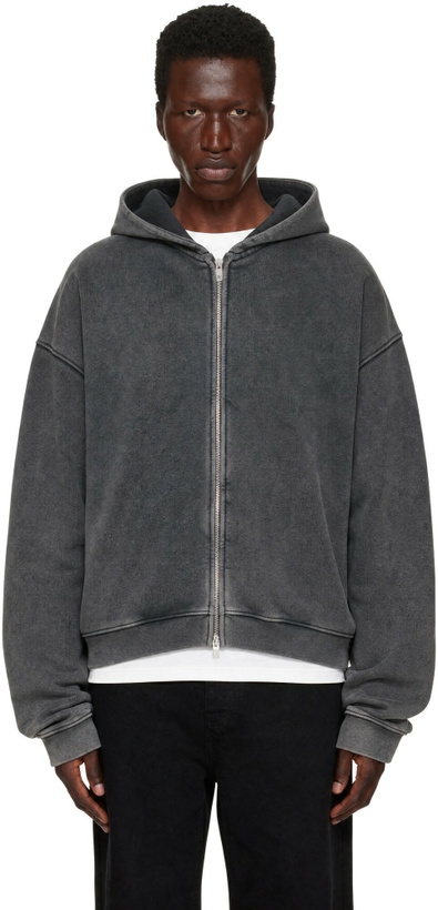 Photo: Represent Gray Initial Boxy Zip Through Hoodie