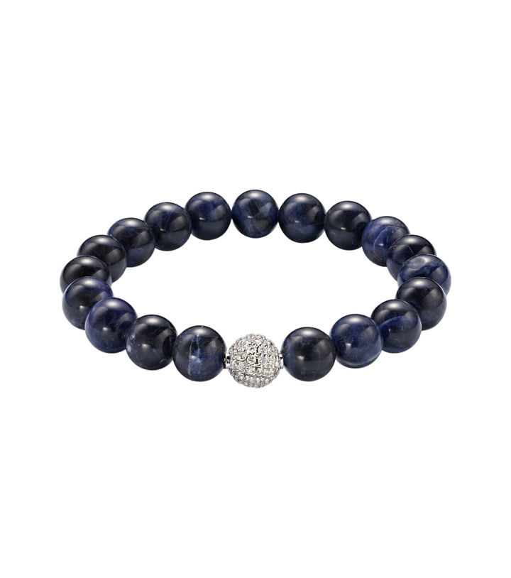 Photo: Sydney Evan 14kt white gold beaded bracelet with diamonds