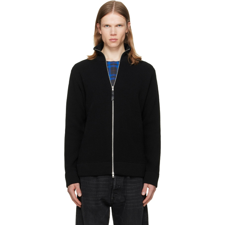 Photo: Maison Margiela Black Knit Zip-Up Sweater