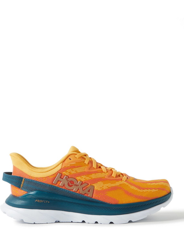 Photo: Hoka One One - Mach Supersonic Rubber-Trimmed Mesh-Jacquard Running Sneakers - Orange