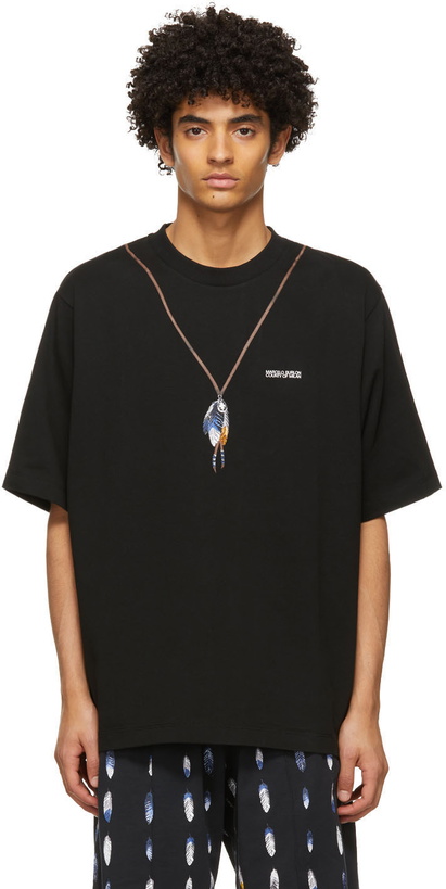 Photo: Marcelo Burlon County of Milan Black Single Chain Feathers T-Shirt