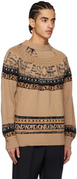 sacai Beige Jacquard Sweater