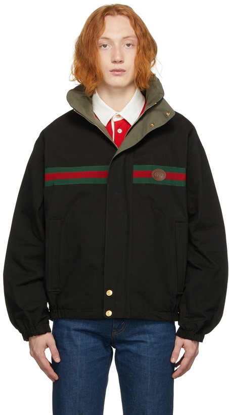 Photo: Gucci Reversible Black & Khaki GG Jacket