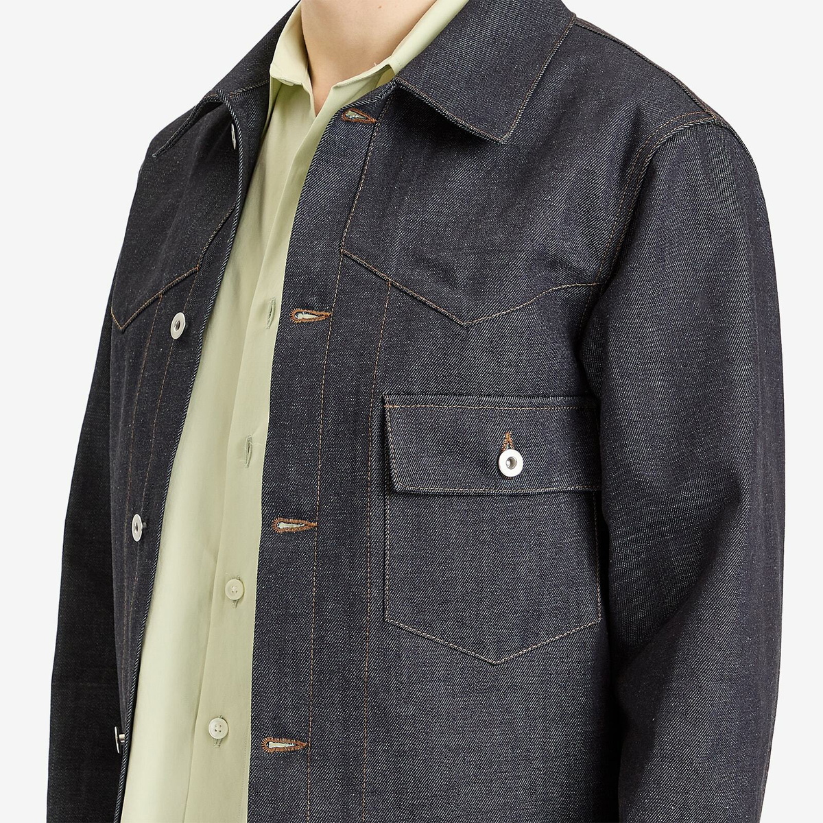 Jil Sander Men's Raw Denim Jacket in Magnet