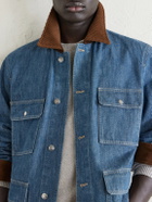 Loro Piana - Austin Corduroy-Trimmed Denim Jacket - Blue