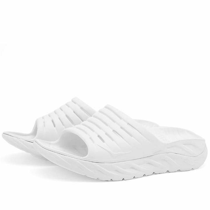 Photo: Hoka One One Men's U Ora Recovery Slide Sneakers in White