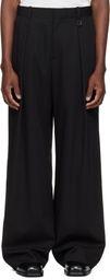 WOOYOUNGMI Black One-Tuck Wide Wool Trousers