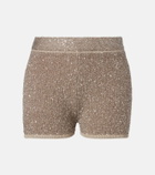 Brunello Cucinelli Sequined ribbed-knit cotton shorts
