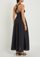 Matteau Gathered Cotton-poplin Midi Dress Black