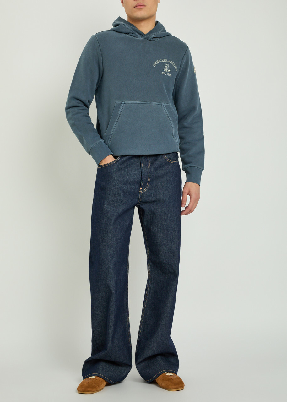 Moncler Logo Cotton Sweatshirt Blue