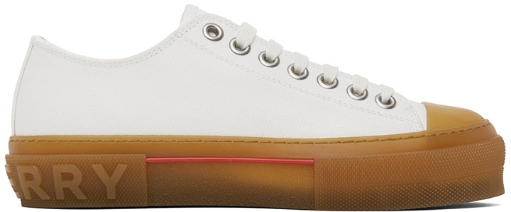 Photo: Burberry White Logo Detail Low-Top Sneakers