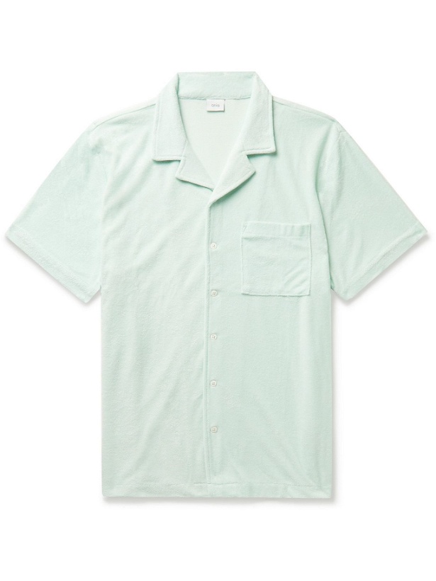 Photo: ONIA - Camp-Collar Cotton-Blend Terry Shirt - Blue