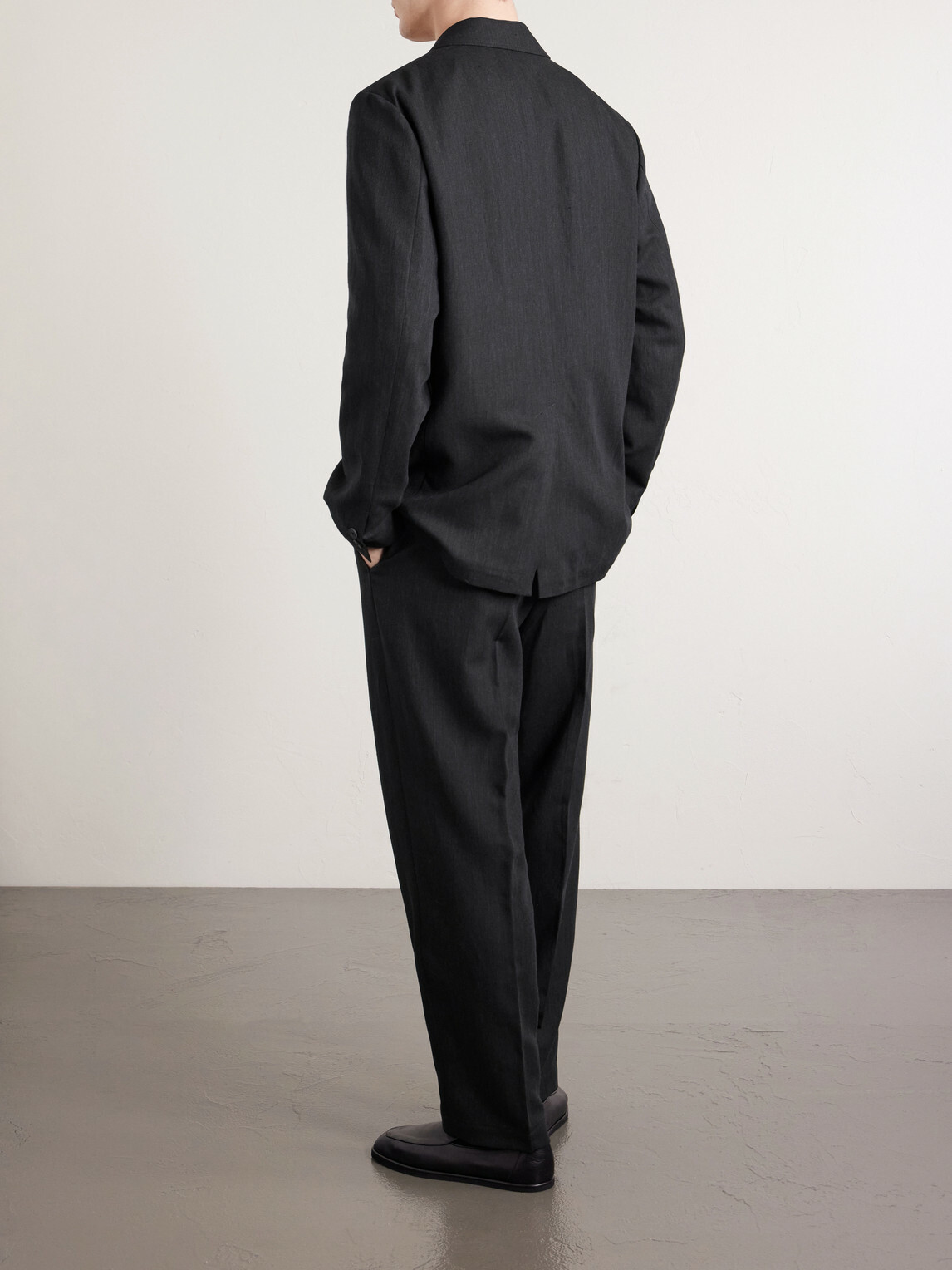 ATON - Linen and Wool-Blend Suit Jacket - Black