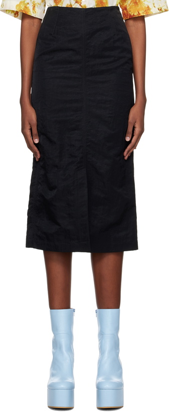 Photo: Dries Van Noten Black Vented Midi Skirt