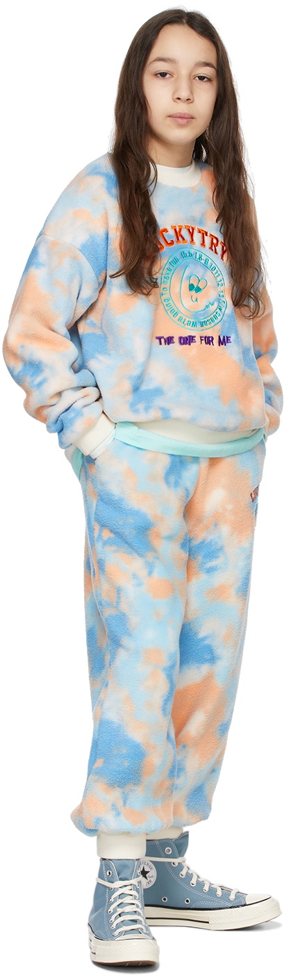 Luckytry Kids Blue Rainbow Fleece MTM Sweatshirt