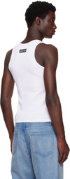 Marine Serre White Organic Cotton Rib Tank Top