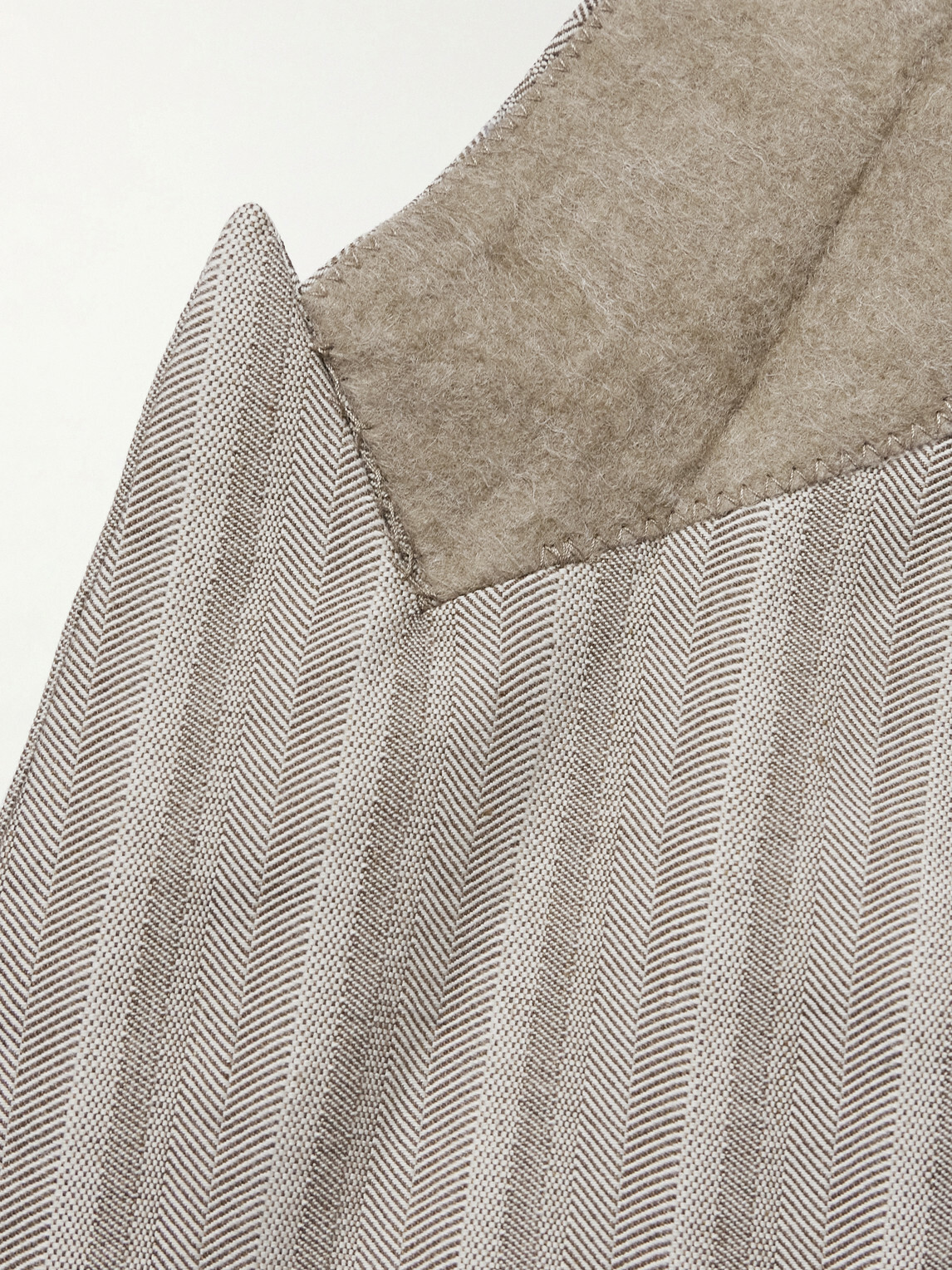 NN07 - Jordin 10058 Double-Breasted Striped Cotton-Blend Herringbone Blazer - Brown