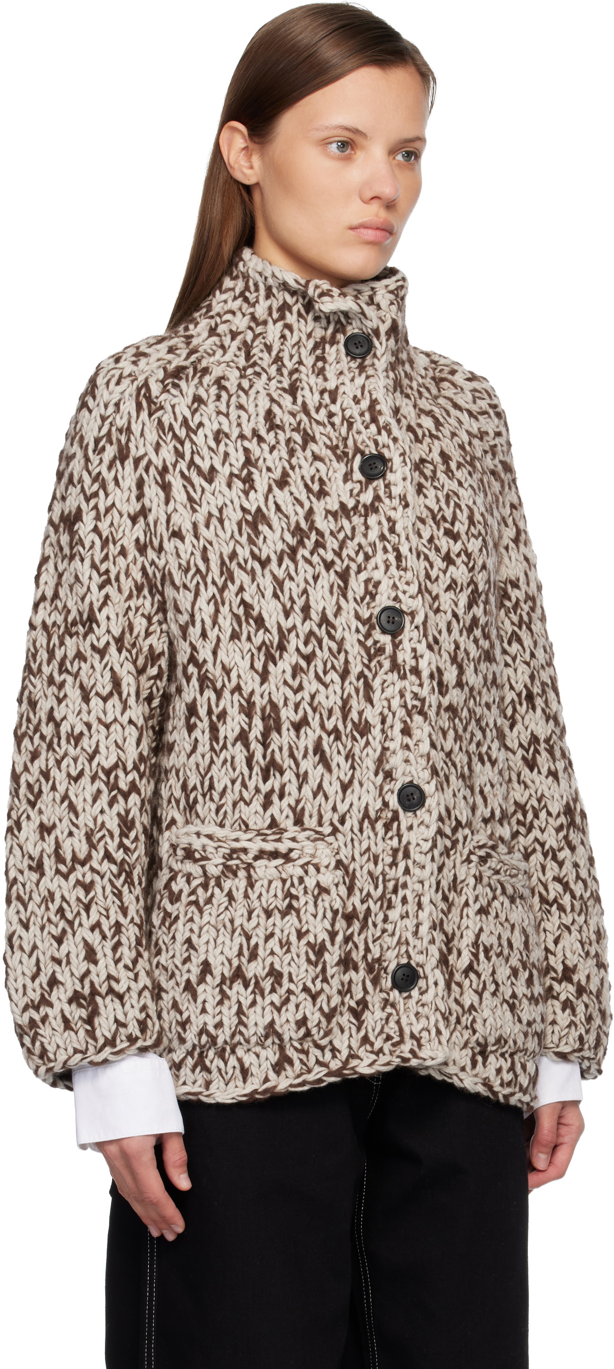 CASEY CASEY Brown Hand-Knit Cardigan
