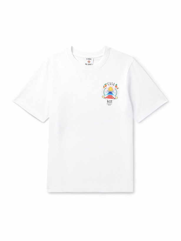 Photo: Casablanca - Casa Way Mountain Printed Cotton-Jersey T-Shirt - White