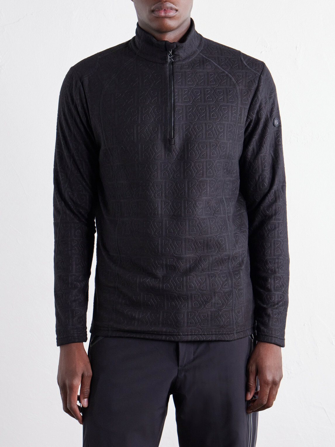BOGNER - Harry Logo-Print Stretch-Fleece Half-Zip Ski Midlayer - Black