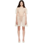 Simone Rocha Beige Puff Sleeve Cord Hip Minidress