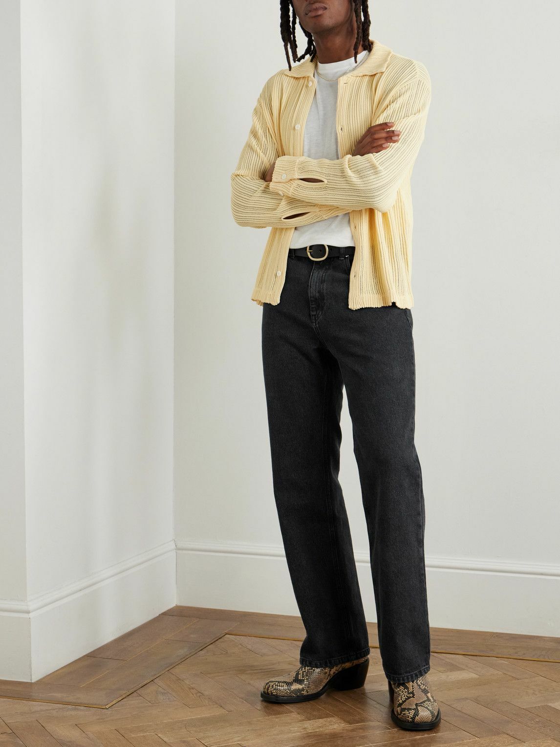 SECOND / LAYER - Valluco Straight-Leg Stone-Washed Jeans - Black