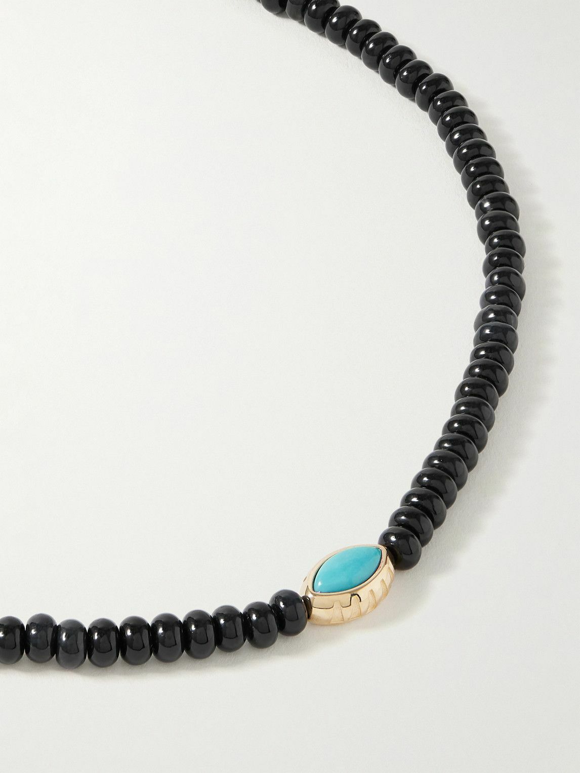 Luis Morais - Eye of the Idol Gold, Onyx and Turquoise Beaded Necklace