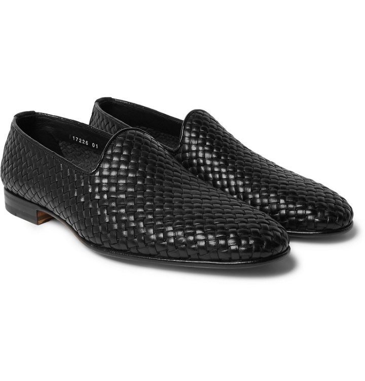 Photo: Santoni - Woven Leather Loafers - Black