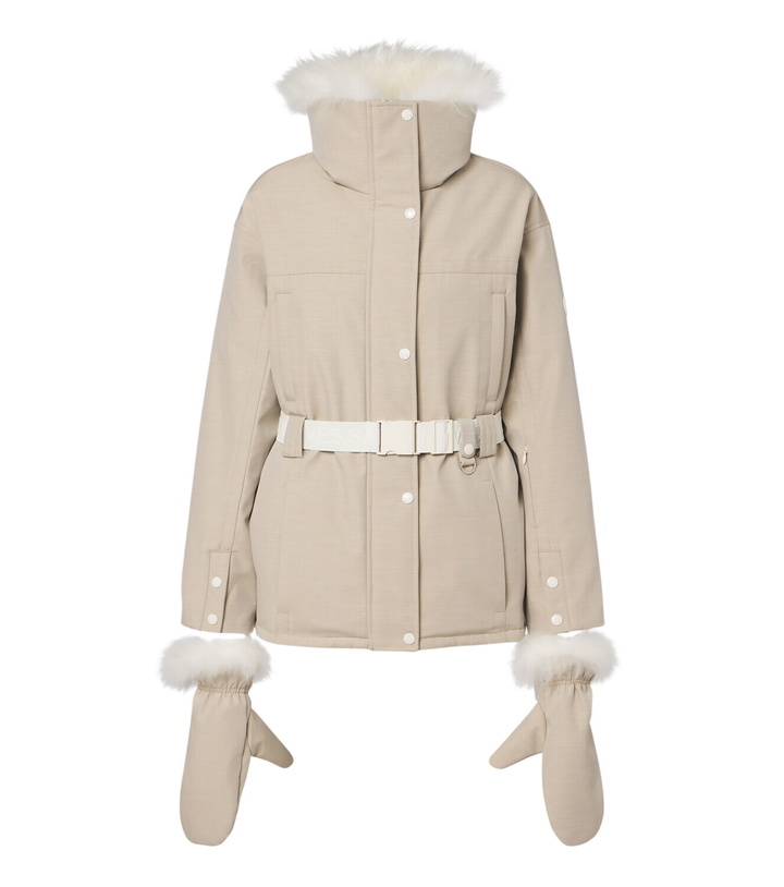 Photo: Yves Salomon Belted shearling-trimmed ski jacket