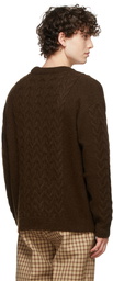 System Brown Mohair Cable Crewneck