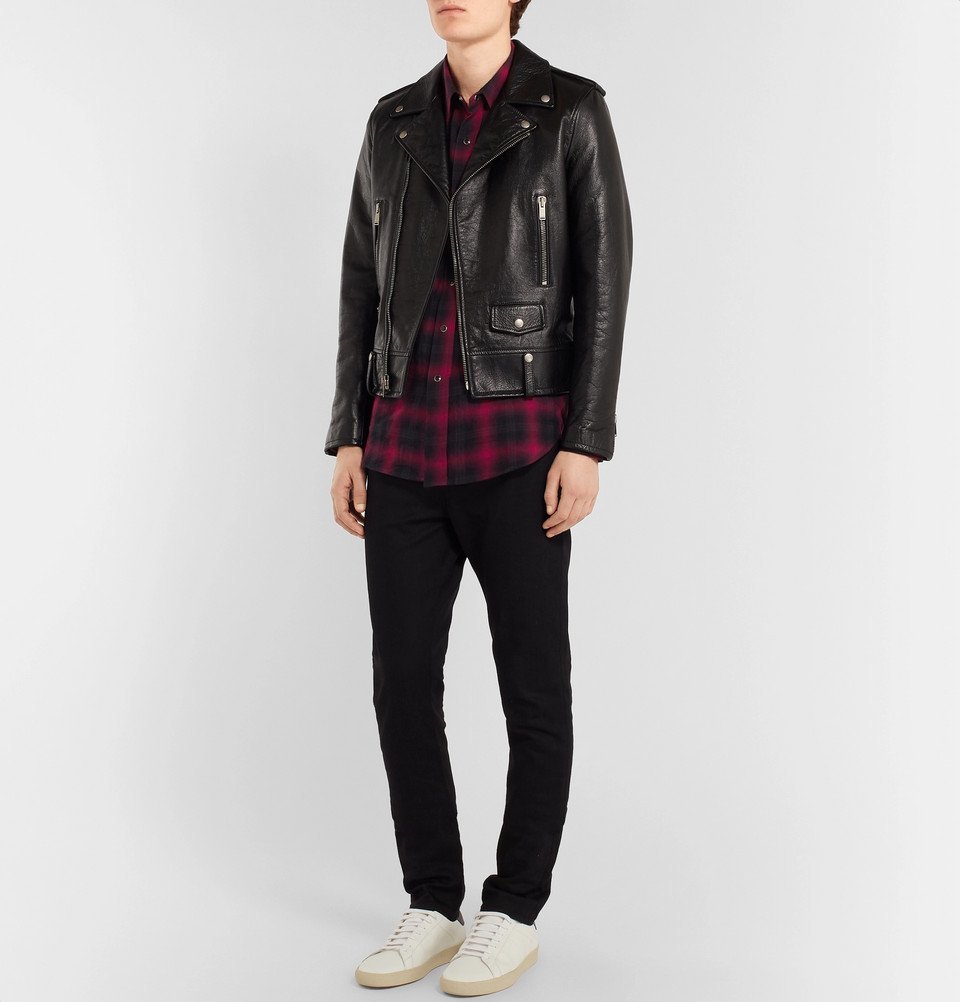 Saint laurent checkered leather on sale jacket