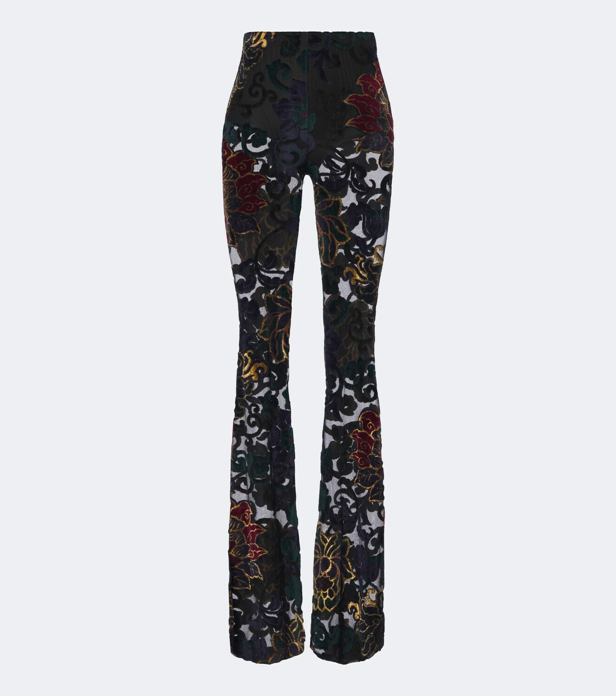 Etro Devoré floral sheer flared pants