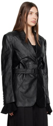 Kijun Black Belted Faux-Leather Blazer