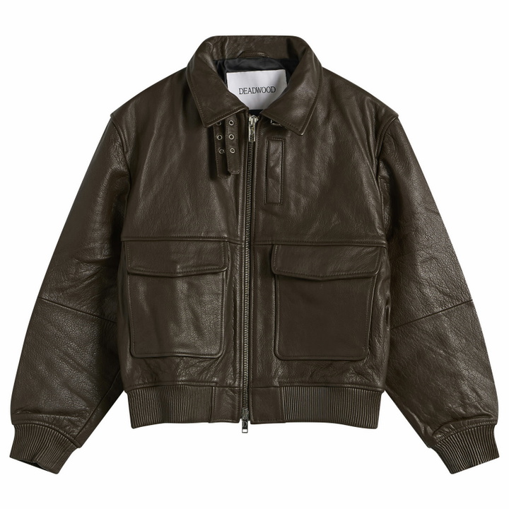 Photo: Deadwood Men's Wingman Leather Bomber Jacket in Brown